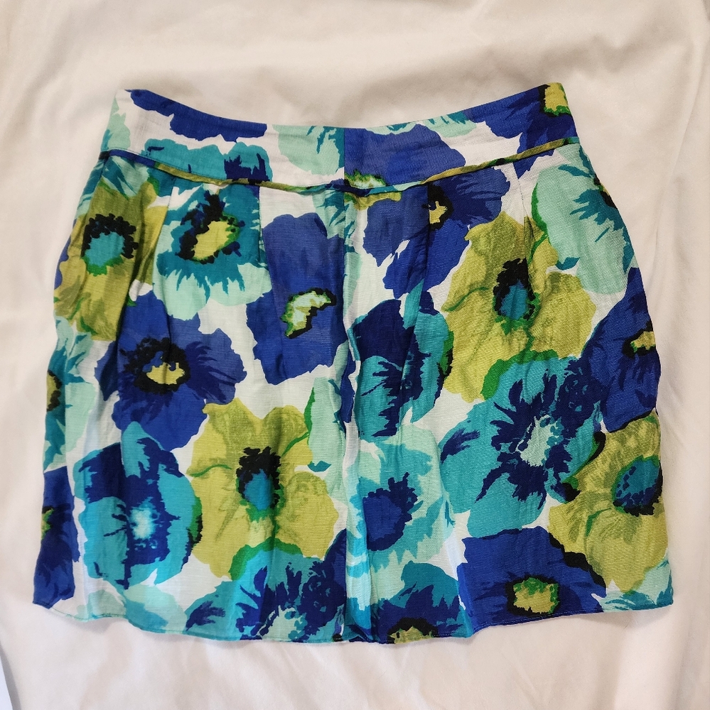 Loft Petite Skirt Size 12 Blue and Green Floral